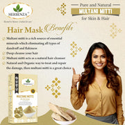 Organic Multani Mitti Powder | 100% Pure Microfine Bentonite Clay for Face Pack, Natural Herbal Skin Care, No Additives, Gluten Free, | 100g