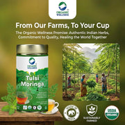 Organic Wellness Tulsi Moringa Herbal Tea - 100g Tin | Superfood Drumstick Leaf Powder | Boost Immunity & Energy | Pack of -1