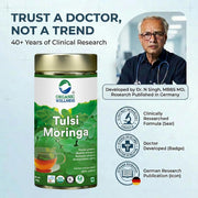 Organic Wellness Tulsi Moringa Herbal Tea - 100g Tin | Superfood Drumstick Leaf Powder | Boost Immunity & Energy | Pack of -1