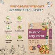 Organic Wisdom-Back to Roots Beetroot Ragi Pasta, 180 g | Millet Pasta | No Maida, No MSG, No Refined Oil | Rich in Calcium & Iron