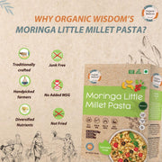 Organic Wisdom-Back to Roots Moringa Little Millet Macaroni, 180 g | Millet Pasta | No Maida, No MSG, No Refined Oil |Rich in Vitamin B & Antioxidants