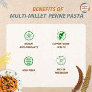 Organic Wisdom-Back to Roots Multi Millet Penne Pasta, 180 g | 9 Grain Millet Pasta | No Maida, No MSG, No Refined Oil| High Protein & Fiber