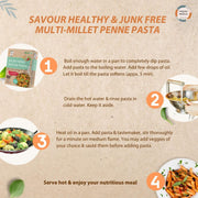 Organic Wisdom-Back to Roots Multi Millet Penne Pasta, 180 g | 9 Grain Millet Pasta | No Maida, No MSG, No Refined Oil| High Protein & Fiber