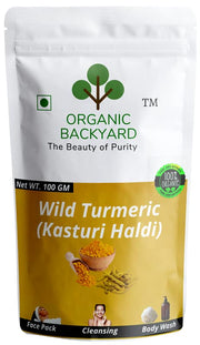 Organic Backyard's Golden Glow Essence: 100g Wild Turmeric Kasturi Haldi Powder for Radiant Face Care