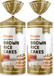 Pintola Organic Brown Rice Cake All Natural Unsalted 130g | Gluten-Free Snack | 9 Wholegrains | Low Fat | 30 Calories per Cake | Soy & Yeast Free | Healthy Snack for Weight Loss