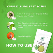 Organic Indus Papaya Leaf Powder | Pure Herbal Supplement for Digestion