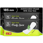 Pee Safe Panty Liners For Women Daily Use with Aloe Vera - 20 Liners | 185mm Long (Large Size) | Curvy Design For Extra Comfort | Cottony-Soft Surface| Keeps You Dry & Fresh All Day Long
