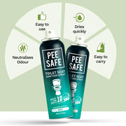 Pee Safe Toilet Seat Sanitizer Spray (Mint - Pack of 2) | Reduces The Risk Of UTI & Other Infections | Protects From 99.9% Germs In 10 Seconds & Travel Friendly | Anti Odour | 50 ml