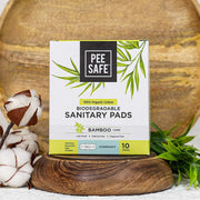 Pee Safe 100% Organic Cotton Biodegradable Sanitary Pads, Overnight | Anti-Bacterial | Superb Absorbency | Long Lasting Protection | Skin Friendly | Comfortable & Easy To Use | Pack of 10