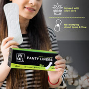 Pee Safe Panty Liners For Women Daily Use with Aloe Vera - 20 Liners | 185mm Long (Large Size) | Curvy Design For Extra Comfort | Cottony-Soft Surface| Keeps You Dry & Fresh All Day Long