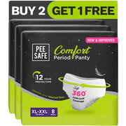 Pee Safe Comfort Period Panties | XL-XXL | 8 Panties | 360° Protection | 12 Hr Protection | Leak Proof | Overnight Comfort | Rash & Toxin Free | Seamless Fit