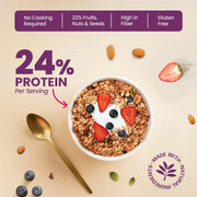 Pintola 24g High Protein Muesli, Fruit & Nut, 400g | Gluten-Free, Naturally Sweetened with Organic Jaggery & Dates, 22% Fruits, Nuts & Seeds, No Refined Sugar, Healthy Breakfast Cereal