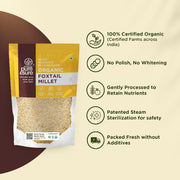 Pure & Sure Organic Foxtail Millets 500gm | 100% Natural Kangani Seeds | Unpolished & High Plant Protein | Easy to Cook & Gluten Free | Chemical & Pesticide Free