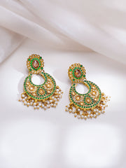 Rubans Kundan pearl emerald necklace set view 4
