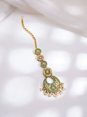 Rubans Kundan pearl emerald necklace set view 6