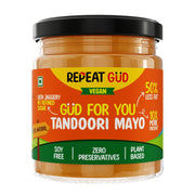 REPEAT GUD Vegan Tandoori Mayo | 100% Chemical Free | Soy Free | 50% Less Fat | 10x more Protein | No Refined Sugar | No Soy/ Palm Oil | Plant Based | Extra Creamy & Delicious With Cashew Milk & Pea Protein | Healthy Sauce For Kids | 180 gm