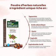 INDUS VALLEY 100% Organic Reetha Powder (Sapindus mukorossi) for Hair & Scalp Care, Gently Cleanses, Supports Healthy Hair, Natural & Chemical-Free – 100g