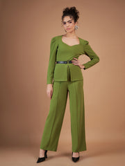 Sassafras green peplum co-ord view 1