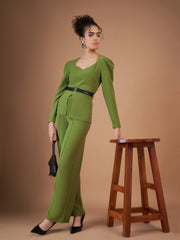 Sassafras green peplum co-ord view 2