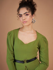 Sassafras green peplum co-ord view 4