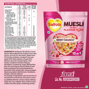 Saffola Muesli Fruit & Nut Berry Crunch with Flavour Pops, 700 gm | 15 in 1 Fruit and Nuts, Seeds, Millet & more | Cereals for breakfast rich in wholegrain, protein, fibre