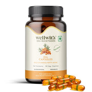 Wellwith by Ayuzera Sea Buckthorn Berry Oil Omega 7 500mg, 30 Veg HPMC Capsules, 15-Day Supply| Sea buckthorn Capsules rich In Omega 3, 6 & 9 help to keep the skin healthy| Dietary Supplements, 500mg Each