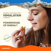 Wellwith by Ayuzera Sea Buckthorn Berry Oil Omega 7 500mg, 30 Veg HPMC Capsules, 15-Day Supply| Sea buckthorn Capsules rich In Omega 3, 6 & 9 help to keep the skin healthy| Dietary Supplements, 500mg Each