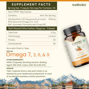 Wellwith by Ayuzera Sea Buckthorn Berry Oil Omega 7 500mg, 30 Veg HPMC Capsules, 15-Day Supply| Sea buckthorn Capsules rich In Omega 3, 6 & 9 help to keep the skin healthy| Dietary Supplements, 500mg Each