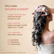 Nat Habit Hibiscus Navdha Shampoo & Conditioner Combo with Reetha, Amla & Castor for Women & Men Dry & Frizzy Hair | Hair Growth & Hair Fall, 72 Hr Frizz Control, Long & Shiny Hair | Sulphate-Free