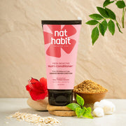 Nat Habit Hibiscus Navdha Shampoo & Conditioner Combo with Reetha, Amla & Castor for Women & Men Dry & Frizzy Hair | Hair Growth & Hair Fall, 72 Hr Frizz Control, Long & Shiny Hair | Sulphate-Free