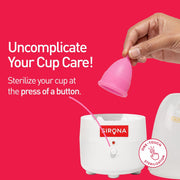 Sirona Electric Menstrual Cup Steam Sterilizer - Pack of 1 | Easy & Effective Cup Sterilization | Hassle-Free Menstrual Hygiene | Kills 99% Germs in 8 Minutes | Reusable | BPA Free | Auto Power Off