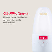 Sirona Electric Menstrual Cup Steam Sterilizer - Pack of 1 | Easy & Effective Cup Sterilization | Hassle-Free Menstrual Hygiene | Kills 99% Germs in 8 Minutes | Reusable | BPA Free | Auto Power Off