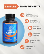 Smotect Azaadi Natural Tablets | Helps Quit Smoking and Repair Damage | Nicotine Free | FDA Approved | Clinically Proven | 100% Safe & Natural |100000+ success stories |12 week course for best results