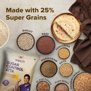 Sugar.fit Multigrain Atta 1 KG | Low GI | Sugar Control | 8-in-1 multigrain flour, sharbati wheat, ragi, millets, soybean, fenugreek & more, diabetic-friendly, 20% lower GI , high protein & fiber, healthy weight (Pack of 1)