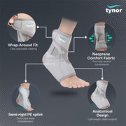 TYNOR Ankle Support (Neo), Grey, Universal Size, 1 Unit