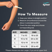 TYNOR Tennis Elbow Support, with Adjustable Compression for Pain Relief & Elbow Stability | for Sports, Gym, Running, Training & Injury Recovery for Men & Women | Pack of 1 (Black, Medium)