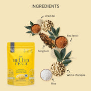 The Better Flour - Protein Rich Chickpea Flour, Healthy Low carb Keto Atta | Gluten-free | Protein Rich | Low Carb | Dietitian Recommended | White Chickpea & Millets Flour | Low Glycemic Multipurpose Atta (1 kg)