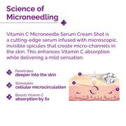 The Derma Co 50000 PPM Vitamin C Microneedle Face Serum Shot | 5x Higher Penetration | For Dull Skin | Boost Collagen & Makes Skin Glow | For Brightening & Radiant Skin | Non Sticky | Glutathione, Panthenol & Hyaluronic - 10g