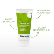 The Derma Co 5% Cica-Glow Daily Face Moisturizer with Alpha Arbutin & Tranexamic Acid | Makes Skin Glow | Evens Skin Tone | For All Skin Types | 50 g, Lotion