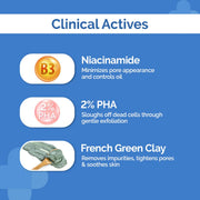 The Derma Co Pore Minimizing Clay Daily Face Wash with 1% Niacinamide & 2% PHA for Open Pores - 100 ml