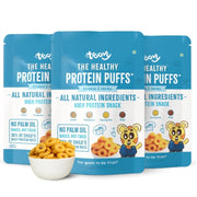 Troovy Healthy High Protein Puffs | Cheese & Herbs Flavoured | No Palm Oil, Cholesterol or Trans Fats, No Junk & Chemicals | Made with Multiple Millets, Grains and Dal (80g (Pack of 3))