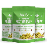 Troovy Healthy High Protein Puffs | Pudina Flavoured | No Palm Oil, Cholesterol or Trans Fats, No Junk & Chemicals | Made with Multiple Millets, Grains and Dal (80gm(Pack of 3))