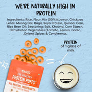 Troovy Healthy High Protein Puffs | Tangy Tomato Flavour | No Palm Oil, Cholesterol or Trans Fats, No Junk & Chemicals | Made with Multiple Millets, Grains and Dal (80g (Pack of 3))