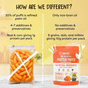 Troovy Healthy High Protein Puffs | Tangy Tomato Flavour | No Palm Oil, Cholesterol or Trans Fats, No Junk & Chemicals | Made with Multiple Millets, Grains and Dal (80g (Pack of 3))