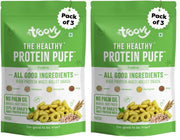 Troovy Healthy High Protein Puffs | Pudina Flavoured | No Palm Oil, Cholesterol or Trans Fats, No Junk & Chemicals | Made with Multiple Millets, Grains and Dal (80gm(Pack of 3))