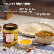 Two Brothers Organic Farms A2 Ghee (500 ml) |Glyphosate free|Free-grazed, Desi Gir Cows|Traditional Bilona Method|Pure, Natural and Healthy Ghee|Farm-Made A2 Cow Ghee with Probiotics for Gut Health