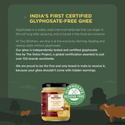 Two Brothers Organic Farms A2 Ghee (500 ml) |Glyphosate free|Free-grazed, Desi Gir Cows|Traditional Bilona Method|Pure, Natural and Healthy Ghee|Farm-Made A2 Cow Ghee with Probiotics for Gut Health