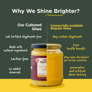 Two Brothers Organic Farms A2 Ghee (500 ml) |Glyphosate free|Free-grazed, Desi Gir Cows|Traditional Bilona Method|Pure, Natural and Healthy Ghee|Farm-Made A2 Cow Ghee with Probiotics for Gut Health