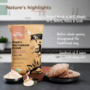 Two Brothers Organic Farms Khapli Multigrain Atta (1kg)| 8 Super Grains Flour Mix, Diabetic Friendly |High Fibre & High Protein | Low GI Atta | Khapli, Jowar, Jau, Ragi, Soybean, Kulthi, Chana, Alsi