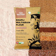 Two Brothers Organic Farms Khapli Multigrain Atta (1kg)| 8 Super Grains Flour Mix, Diabetic Friendly |High Fibre & High Protein | Low GI Atta | Khapli, Jowar, Jau, Ragi, Soybean, Kulthi, Chana, Alsi